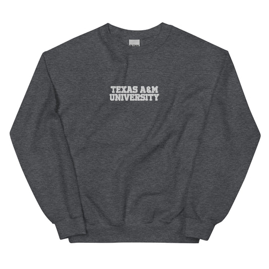 Texas A&M Collegiate Embroidered Sweatshirt Dark Heather