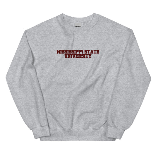 Miss State Collegiate Embroidered Sweatshirt Sport Grey