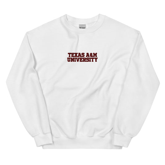 Texas A&M Collegiate Embroidered Sweatshirt White