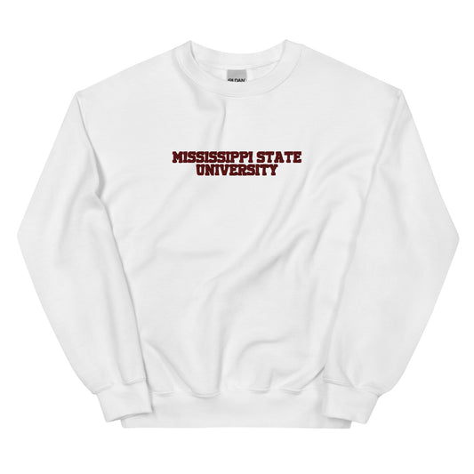 Miss State Collegiate Embroidered Sweatshirt White